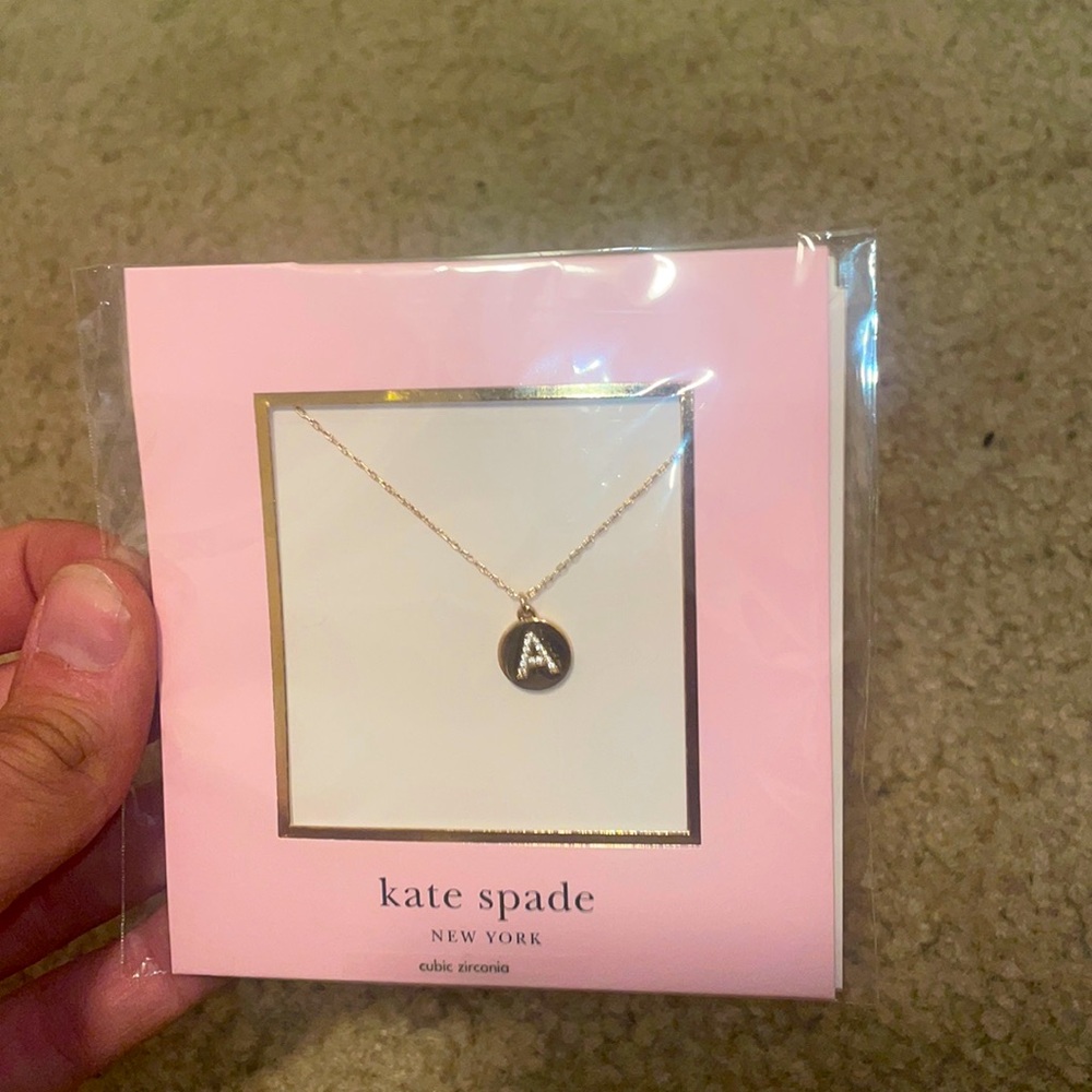 Gold Kate Spade “A” necklace; never opened